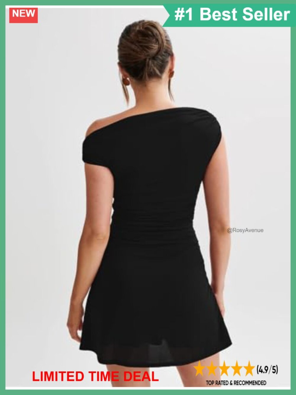 Off Shoulder Sleeveless Ruched Flare Mini Dress Club Party - Picture 5 of 6